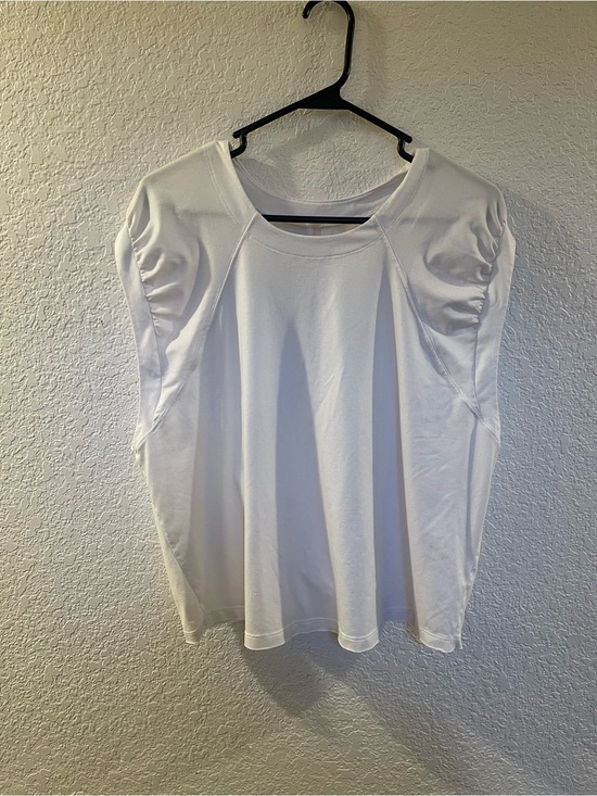 FP Movement by Free People Tops - FP Movement by Free People White Short Sleeve Gathered Shoulder Tee